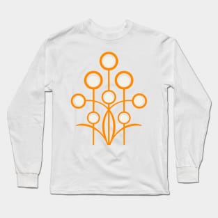 Orange geometric Art Deco floral motif Long Sleeve T-Shirt